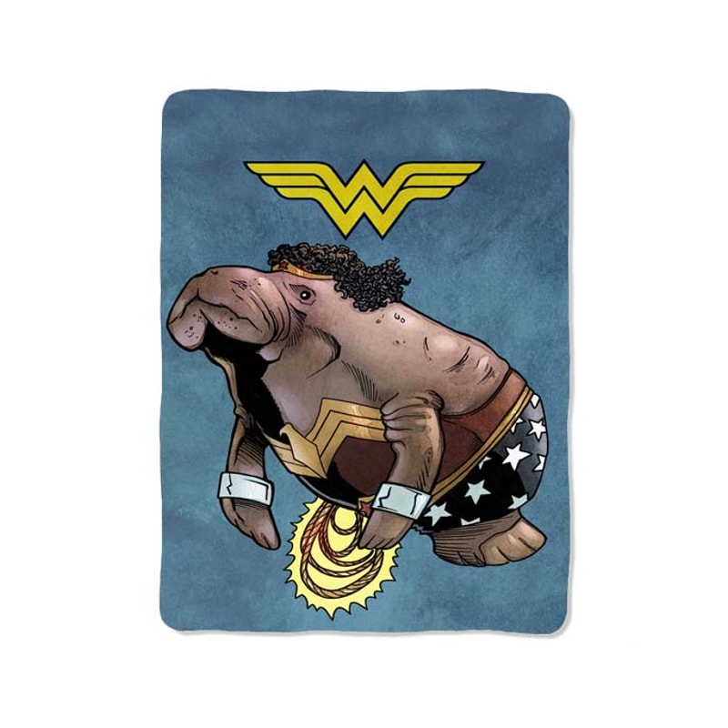 Manatee Wonder Woman Comic Custom Velveteen Plush Blanket Personalized Comfort Style 0