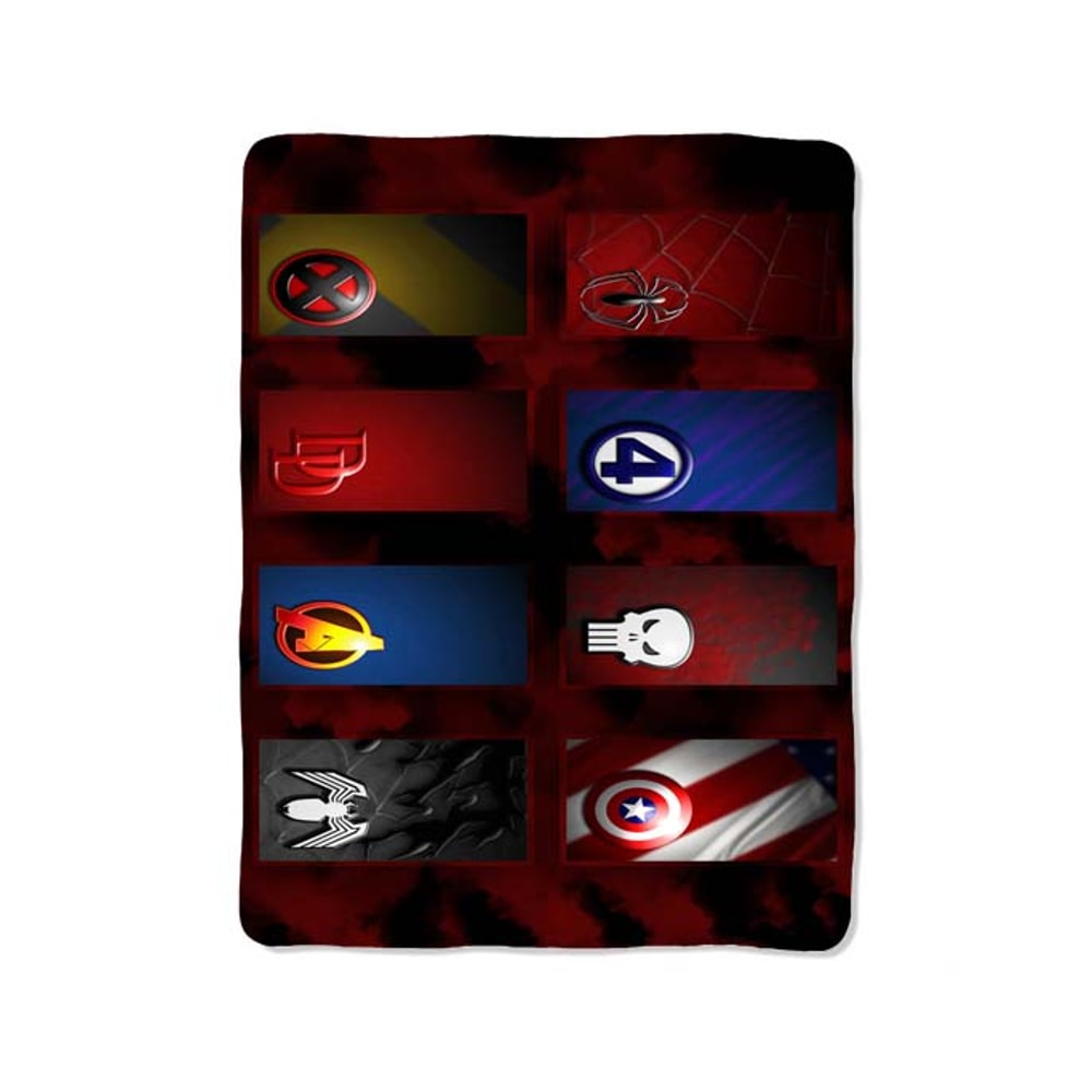 Marvel Superhero Logo Custom Velveteen Plush Blanket Personalized Comfort Style 0