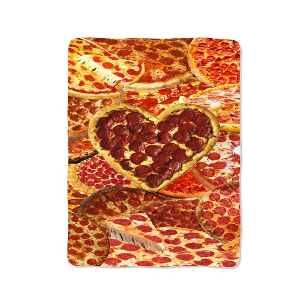 Pepperoni Heart Pizza Custom Velveteen Plush Blanket Personalized Comfort Style 0