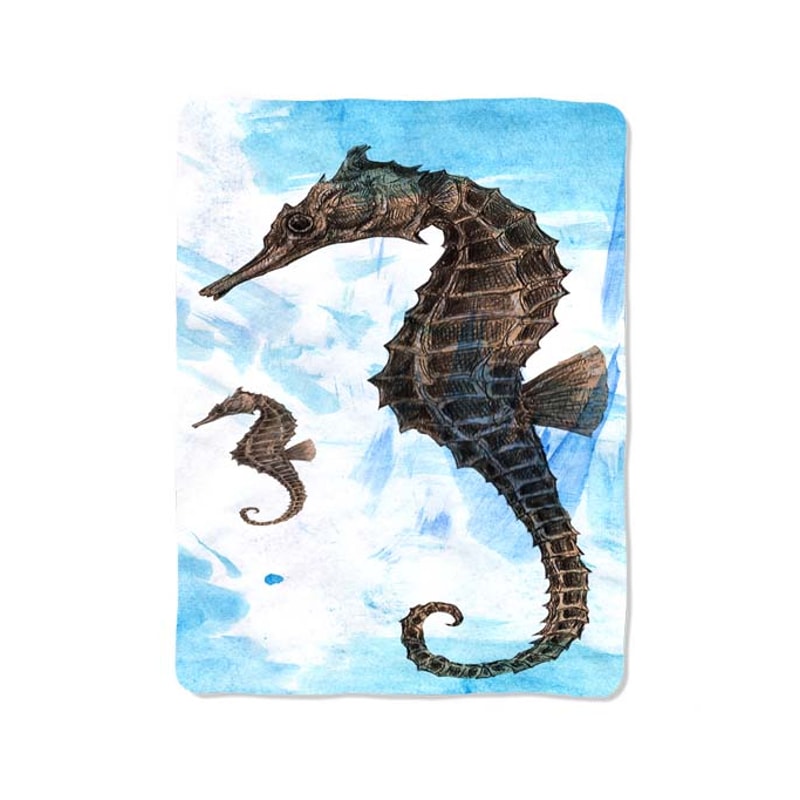 Sea Horse Seahorse Classic Painting Custom Velveteen Plush Blanket Personalized Comfort Style 0