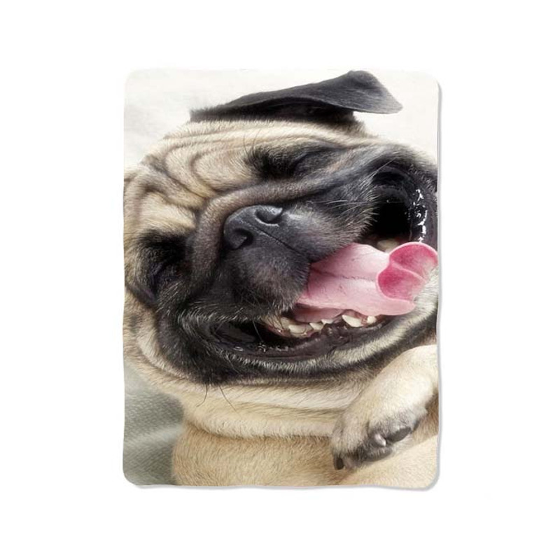 Smile Pug Dog Custom Velveteen Plush Blanket  Personalized Comfort  Style 0