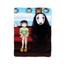 totorospirited away train custom velveteen plush blanket – personalized comfort & style