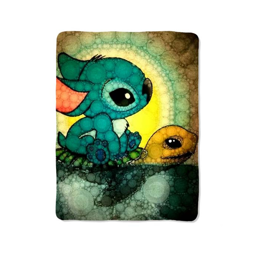 Turtle Stitch Stained Glass Custom Velveteen Plush Blanket  Personalized Comfort  Style 0