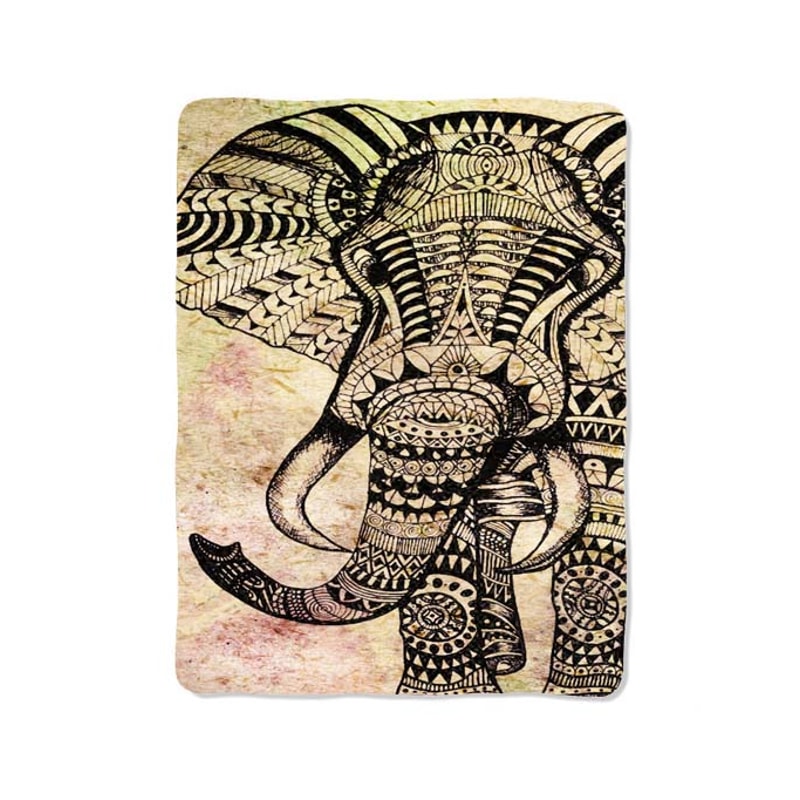 Vintage Elephant Aztec Custom Velveteen Plush Blanket Personalized Comfort Style 0