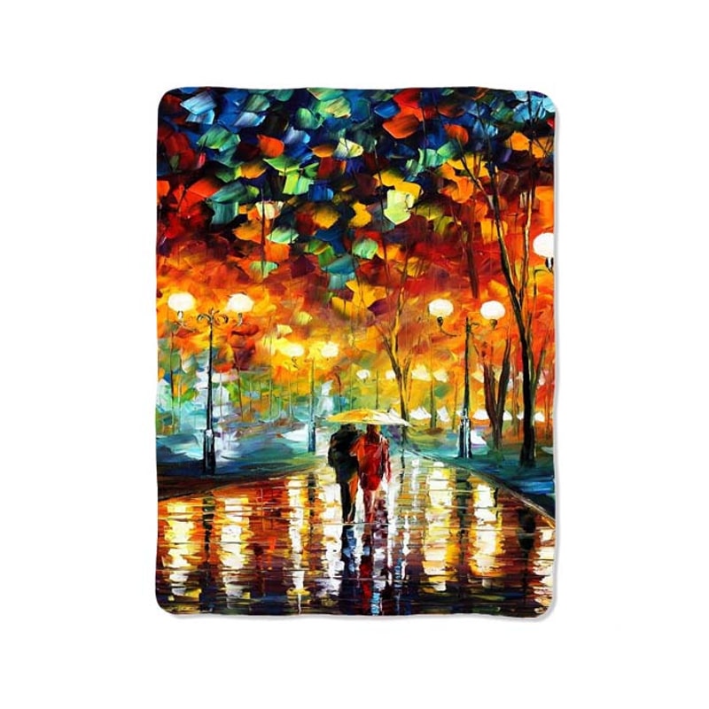 Walking In The Rain Custom Velveteen Plush Blanket Personalized Comfort Style 0