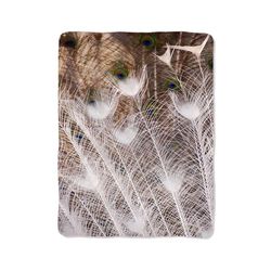 white peacock feathers custom velveteen plush blanket – personalized comfort & style