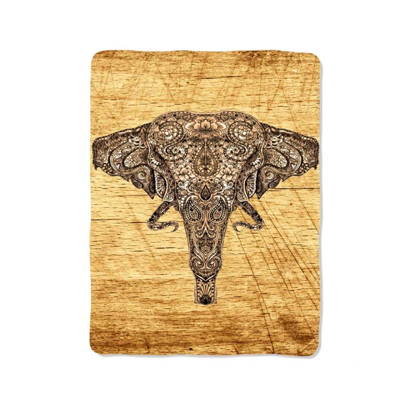 Wood Elephant Custom Velveteen Plush Blanket Personalized Comfort Style 0