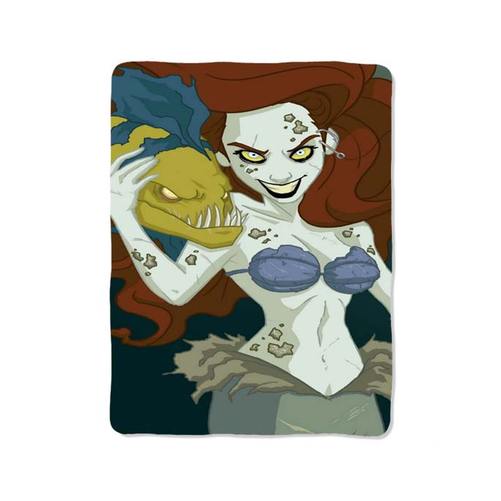 Zombie Little Mermaid Custom Velveteen Plush Blanket  Personalized Comfort  Style 0