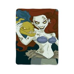 zombie little mermaid custom velveteen plush blanket – personalized comfort & style