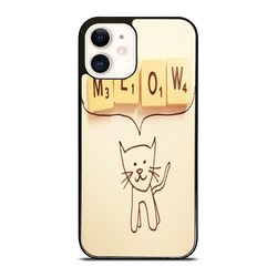 cat (meow scrabble) iphone 16 pro, iphone 16 pro max, iphone 16 plus, iphone 15/14/13/12/11/x & other models