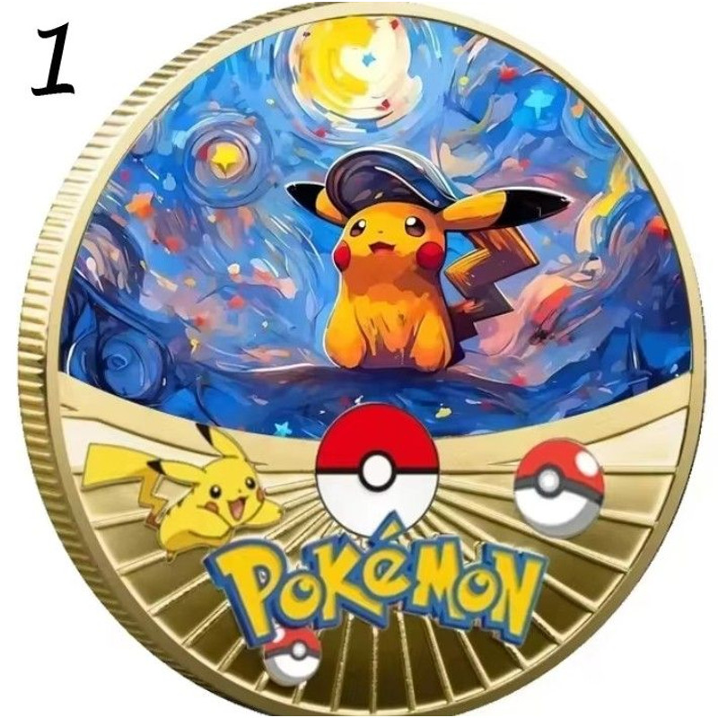 New Pokemon Gold Coin Metal Set Pikachu Charizard Commemorative Anime 1