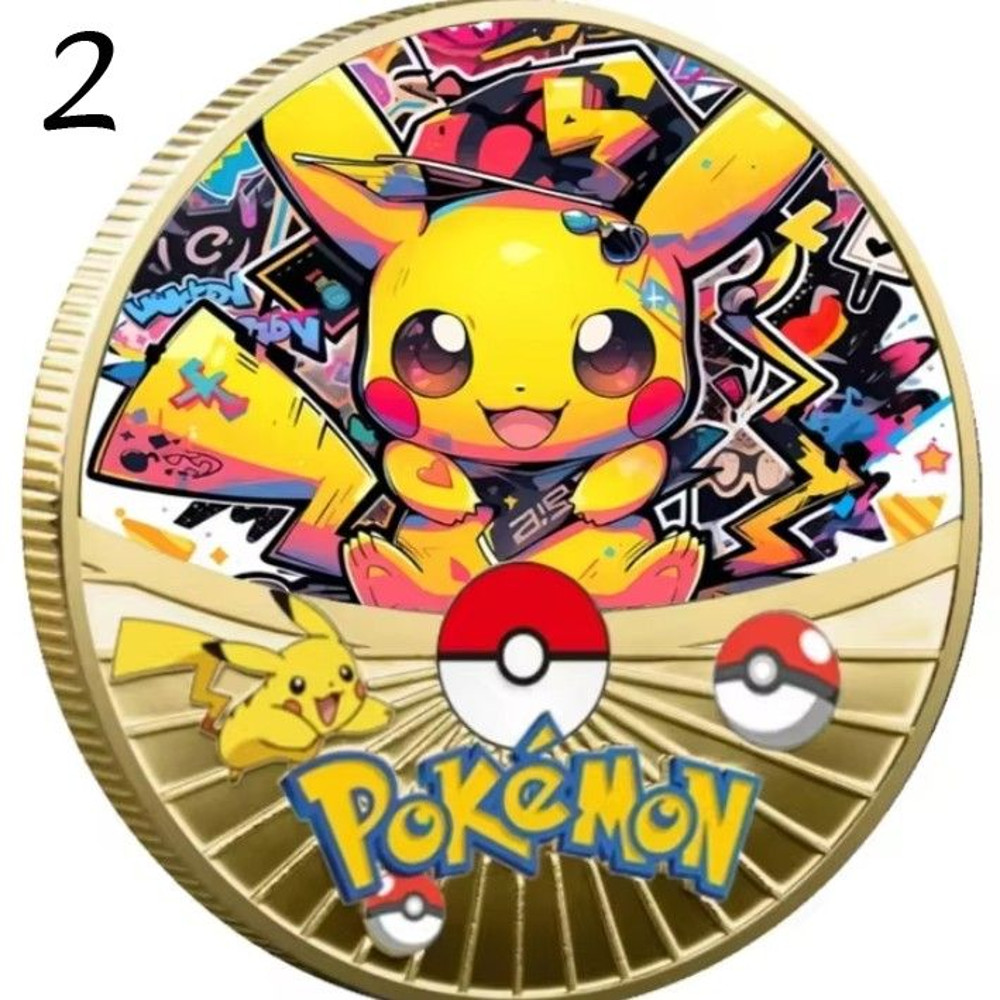 New Pokemon Gold Coin Metal Set Pikachu Charizard Commemorative Anime 2