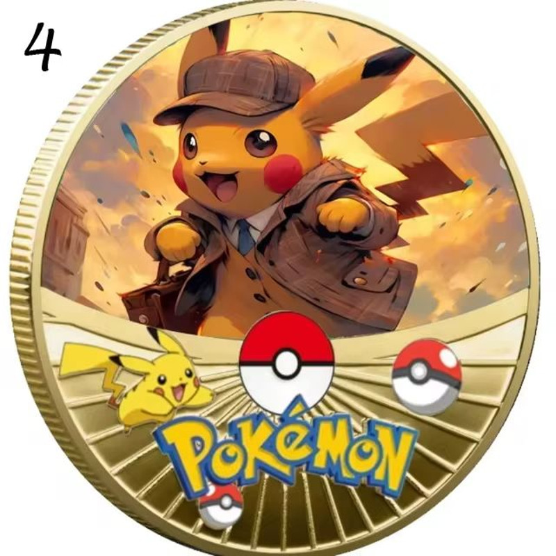 New Pokemon Gold Coin Metal Set Pikachu Charizard Commemorative Anime 4