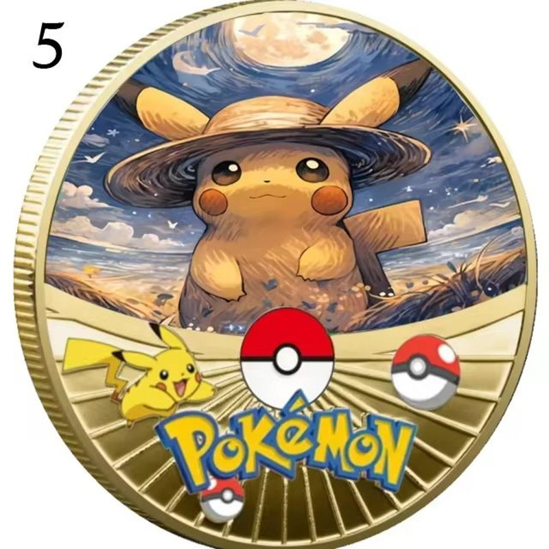 New Pokemon Gold Coin Metal Set Pikachu Charizard Commemorative Anime 5