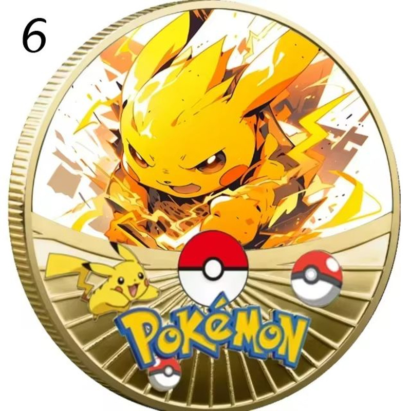 New Pokemon Gold Coin Metal Set Pikachu Charizard Commemorative Anime 6