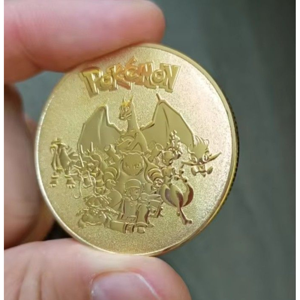 Golden Pokemon Coins Metal Pikachu Coins Charizard Mewtwo Pikachu Best Toys Gifts Collections 0