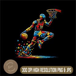 basketball jigsaw png, puzzle autism awareness png, png high quality, png, digital download