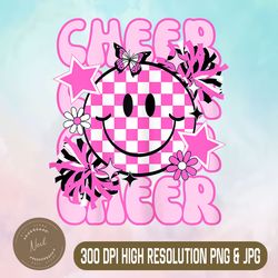 retro happy cheer png, cute pink cheerleader tumbling png,digital file, png high quality, sublimation, instant download