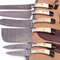Custom Handmade Damascus Steel Kitchen Chef Knife Set With Bone Handle And Damascus Steel Blade Wit 0