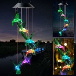 solar hummingbird wind chime light balcony landscape garden light