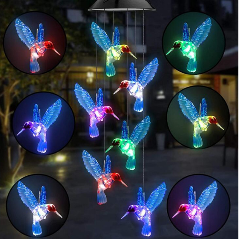 Solar Hummingbird Wind Chime Light Balcony Landscape Garden Light 1