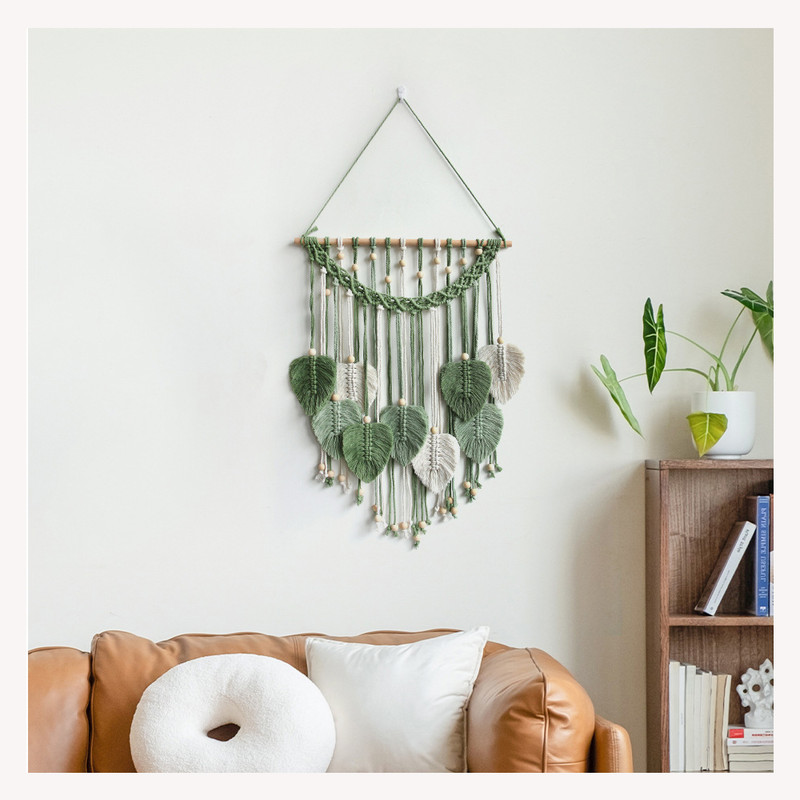 Home Decor Wall Hanging Hand Woven Leaf Tapestry Hanging Wall Decor 1