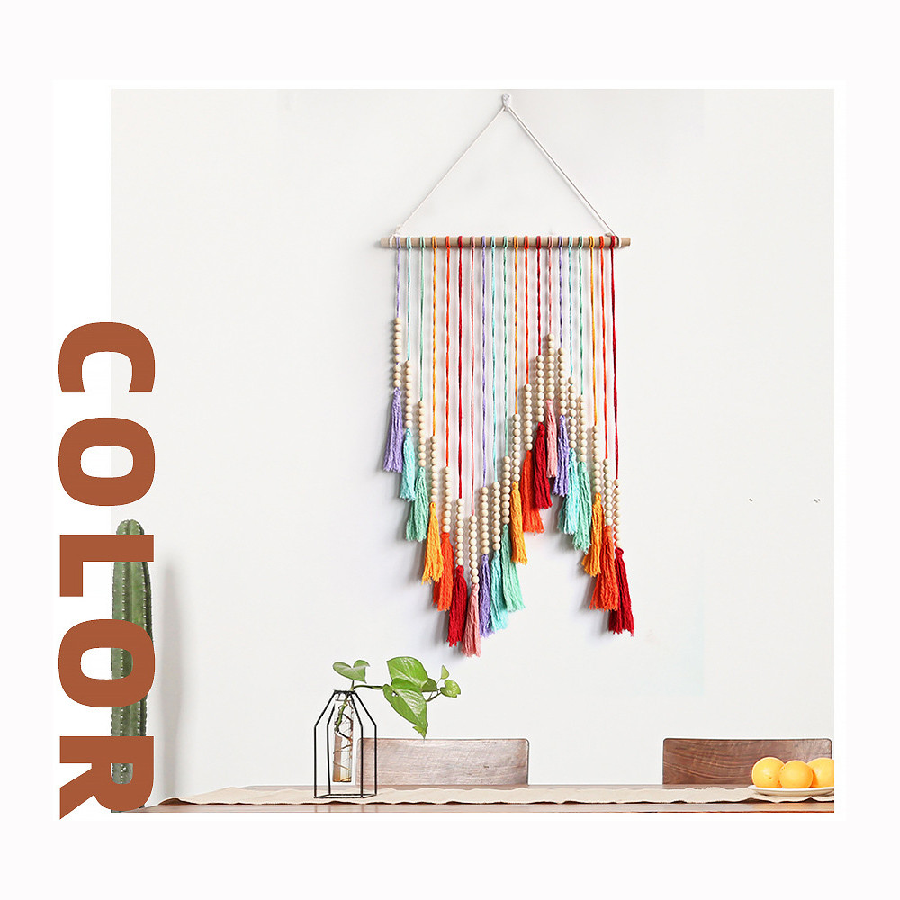 Colorful Cotton Rope Tassels Woven Macrame Wall Hanging Handwoven Tapestry Wall Hanging Home Nurser 4