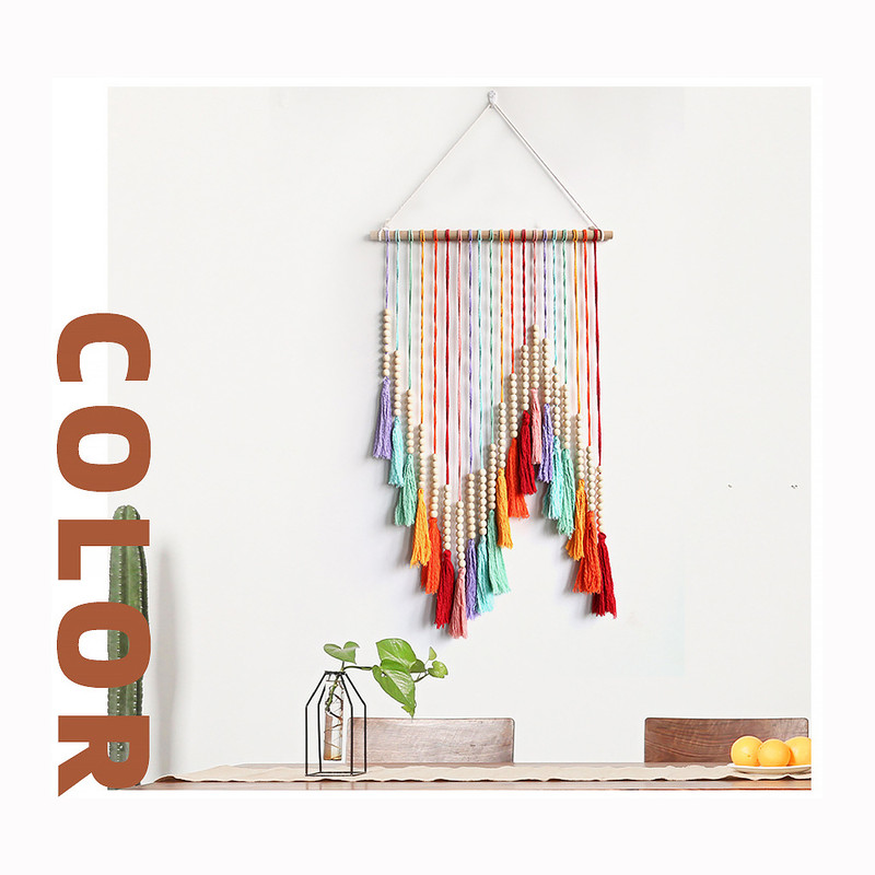 Colorful Cotton Rope Tassels Woven Macrame Wall Hanging Handwoven Tapestry Wall Hanging Home Nurser 4