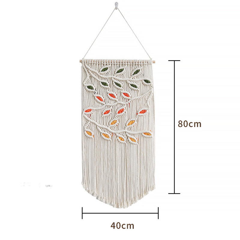 Handmade Cotton Rope Woven Leaf Tapestry Decorative Wall Hanging Wall Decor 1