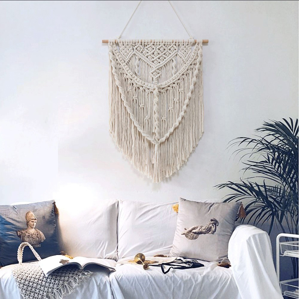 Handmade Cotton Rope Woven Tapestry Decorative Wall Hanging Wall Decor 0