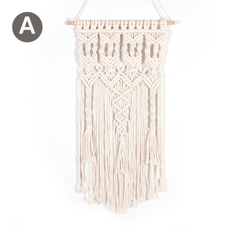 Handmade Cotton Rope Woven Tassel Tapestry Decorative Wall Hanging Wall Decor 4