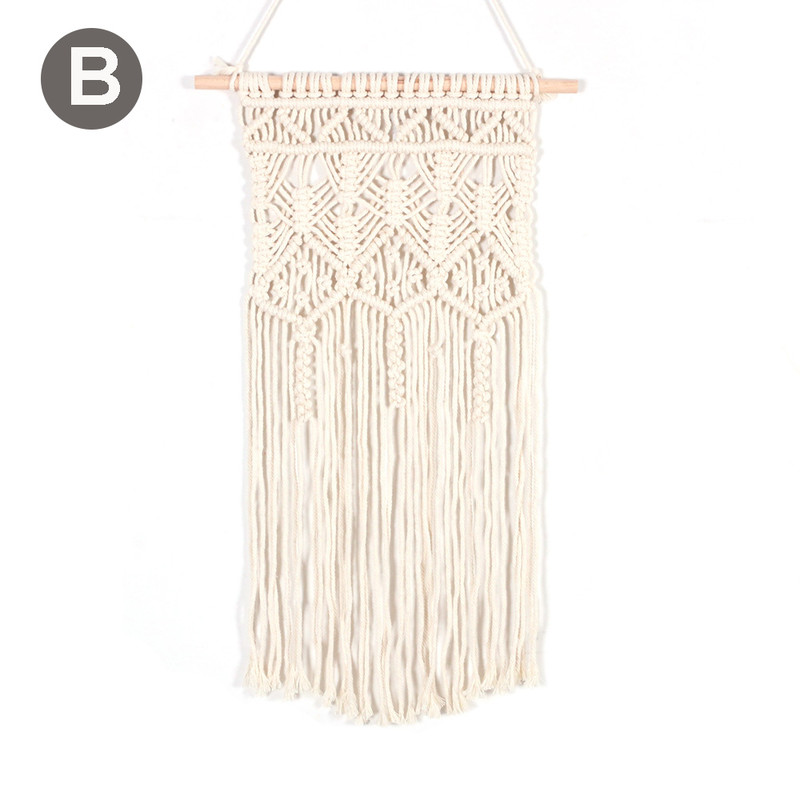 Handmade Cotton Rope Woven Tassel Tapestry Decorative Wall Hanging Wall Decor 5