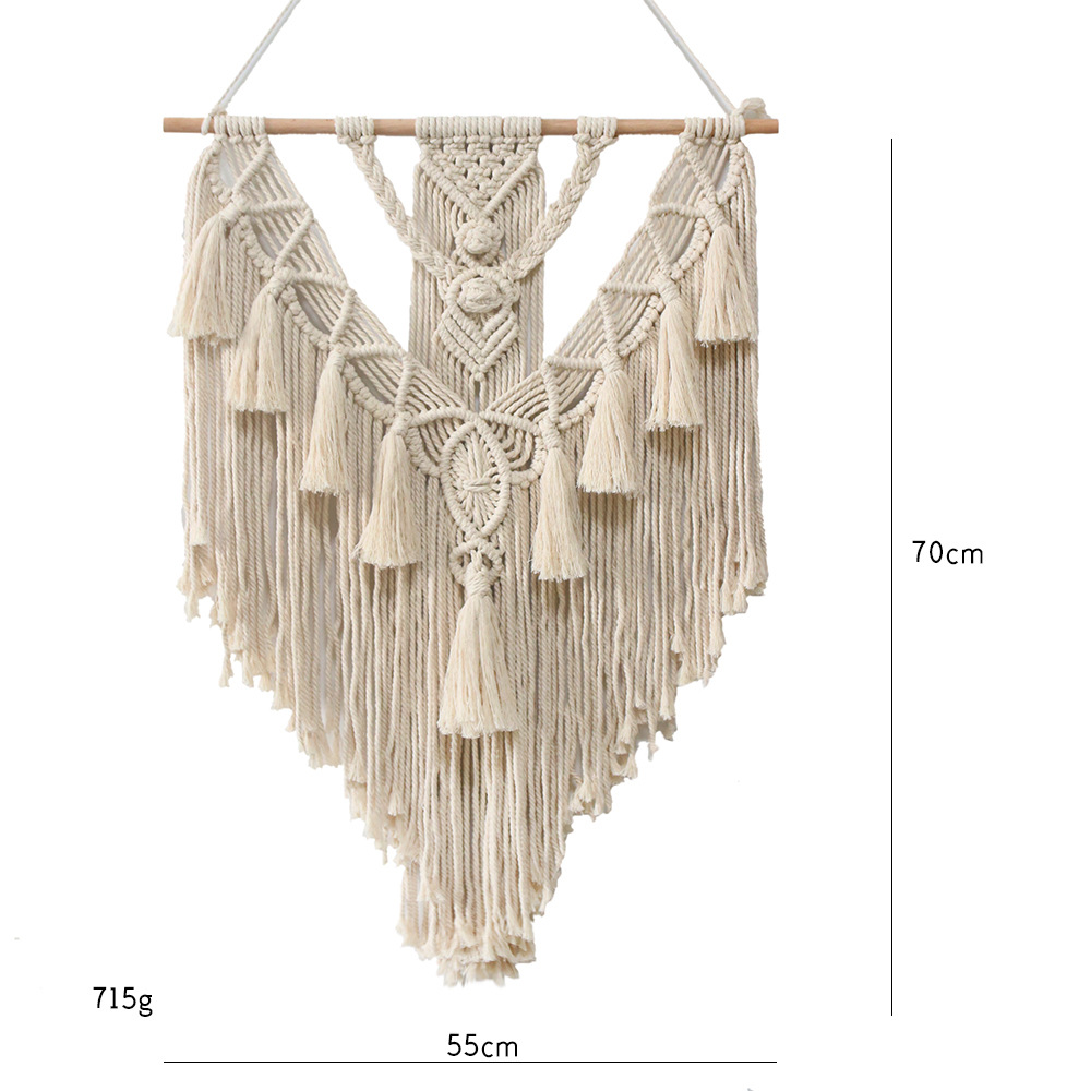Handmade Bohemian Cotton Rope Woven Tassel Hollow Tapestry Decorative Wall Hanging Wall Decor 2