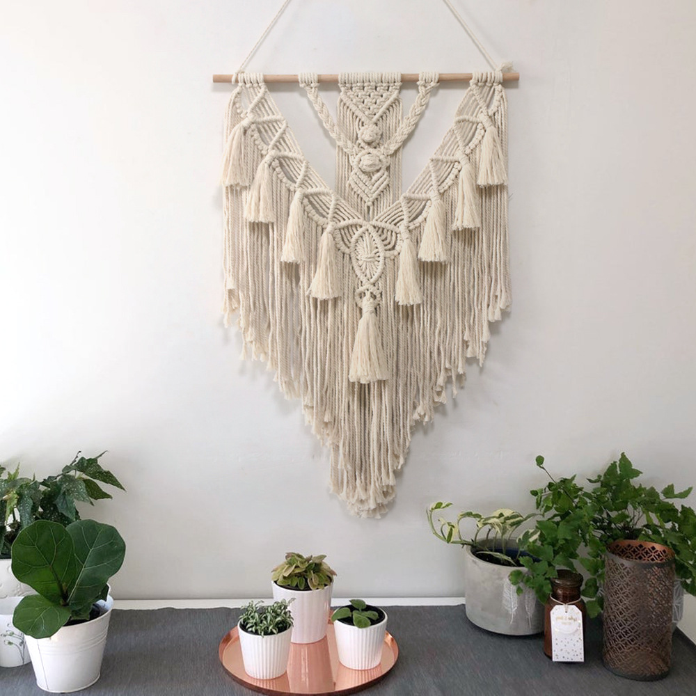 Handmade Bohemian Cotton Rope Woven Tassel Hollow Tapestry Decorative Wall Hanging Wall Decor 4