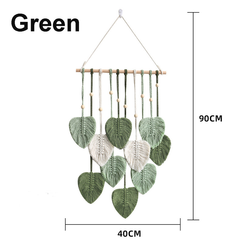 Handmade Bohemian Cotton Rope Woven Leaves Tapestry Decorative Wall Hanging Wall Decor 2