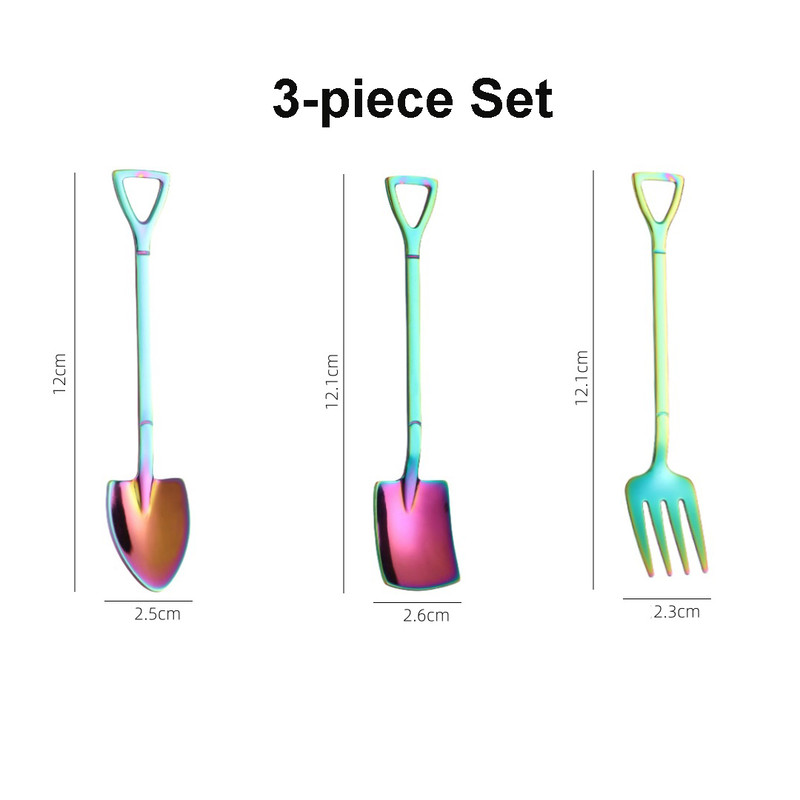 3pcs Small Shovel Spoon Set Fruit Spoon Salad Spoon Cake Spoon Ice Cream Spoon 7