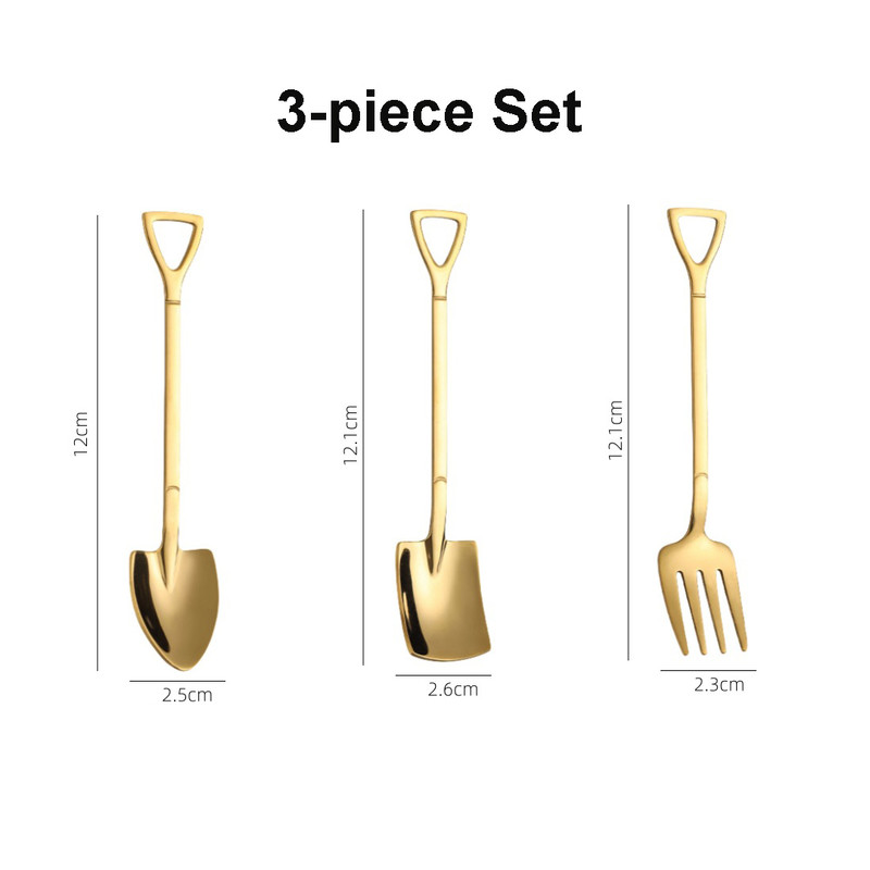 3pcs Small Shovel Spoon Set Fruit Spoon Salad Spoon Cake Spoon Ice Cream Spoon 8
