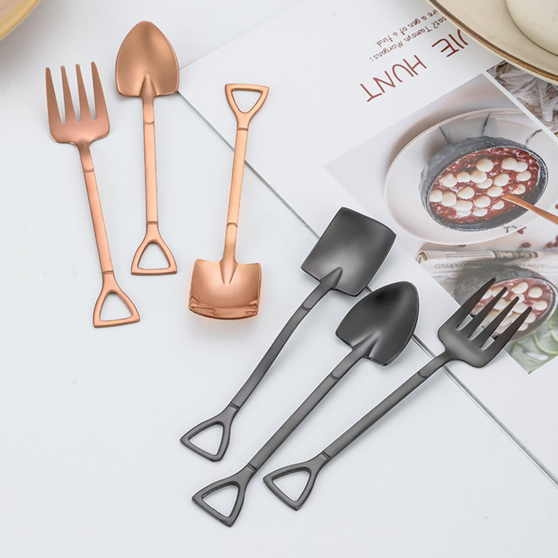 3pcs Small Shovel Spoon Set Fruit Spoon Salad Spoon Cake Spoon Ice Cream Spoon 5