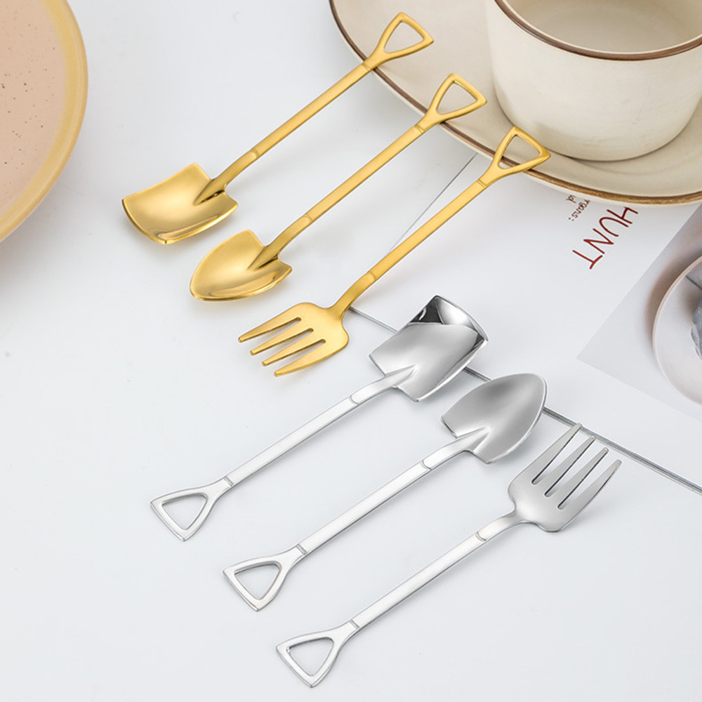 3pcs Small Shovel Spoon Set Fruit Spoon Salad Spoon Cake Spoon Ice Cream Spoon 4