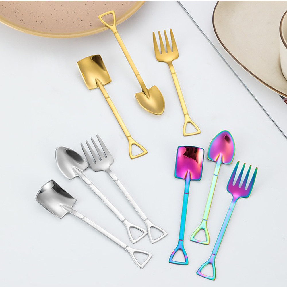 3pcs Small Shovel Spoon Set Fruit Spoon Salad Spoon Cake Spoon Ice Cream Spoon 2