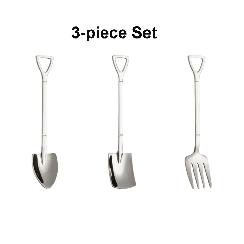 3pcs Small Shovel Spoon Set Fruit Spoon Salad Spoon Cake Spoon Ice Cream Spoon 10