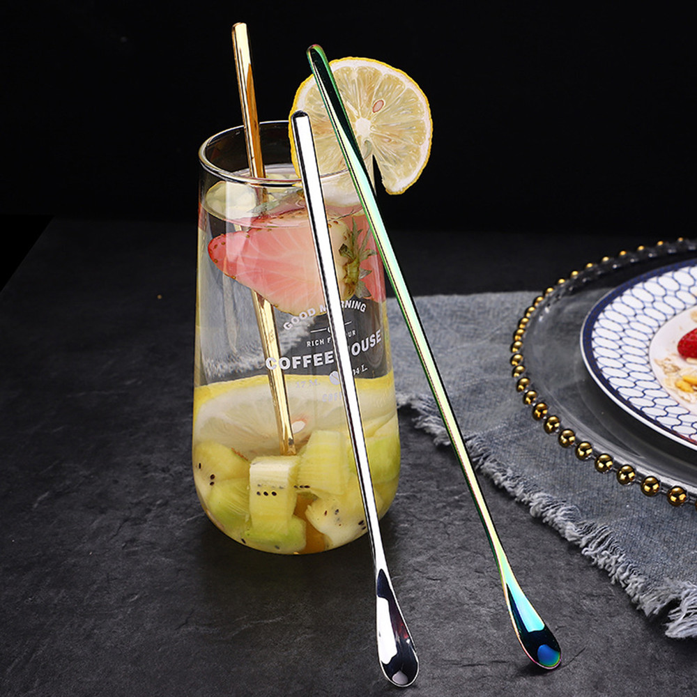 6piece Family Set Stainless Steel Creative Long Handle Dessert Spoon Coffee Stirring Spoon 2