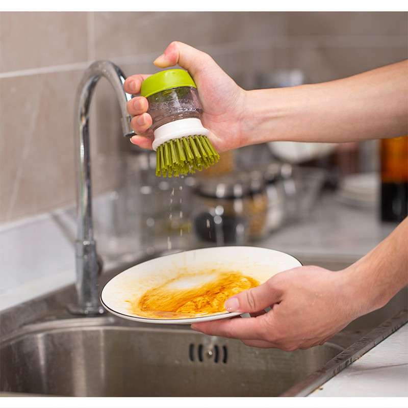 Press The Automatic Liquid Filling Pot Washing Brush To Wash Dishes 5