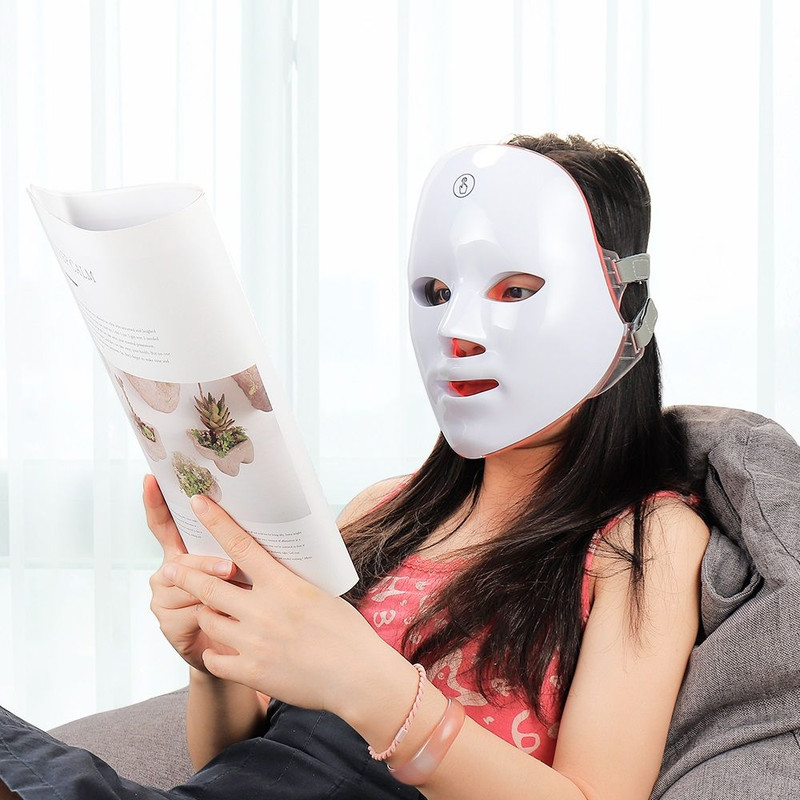 Rechargeable Facial LED Mask For Acne Wrinkle Removal  Skin Brightening 7 Color LED Photon Therapy  6