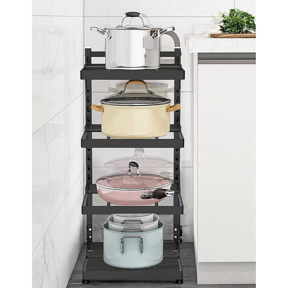Space Saving Kitchen Sink Storage Rack Multi Layer Adjustable Stovetop Cabinets Pot Rack Organizer