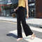 Womens Fashion Summer Wide Leg Pants ,Pleated Ice Silk Trousers with Elastic Waist for Casual Comfort