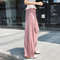 Womens Fashion Summer Wide Leg Pants ,Pleated Ice Silk Trousers with Elastic Waist for Casual Comfort