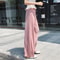 Womens Fashion Summer Wide Leg Pants ,Pleated Ice Silk Trousers with Elastic Waist for Casual Comfort