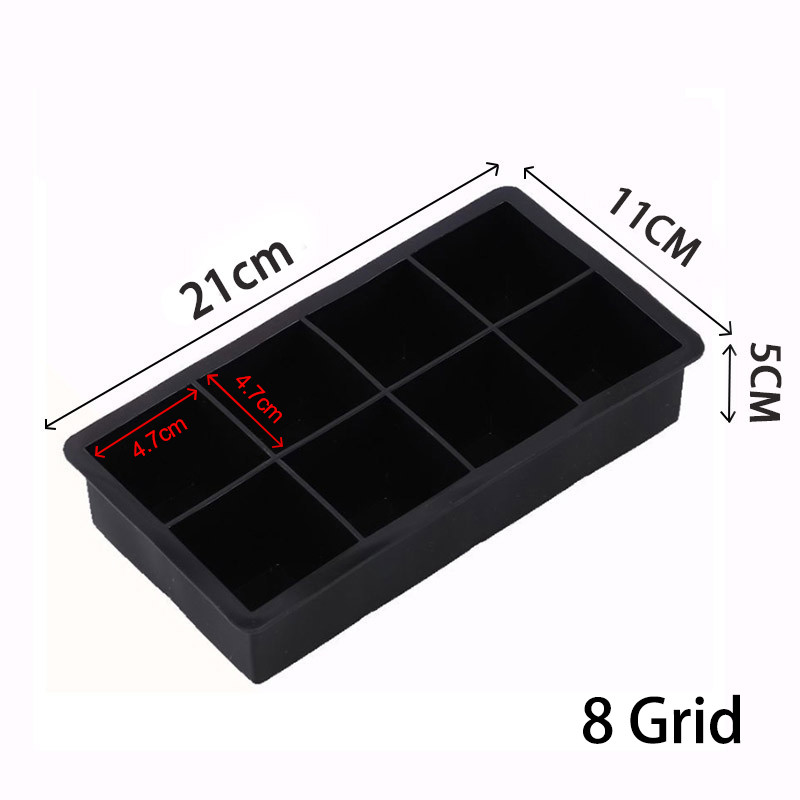 Grid Big Ice Tray Mold Box Large Food Grade Silicone Ice Cube Square Tray For DIY Bar Pub 8