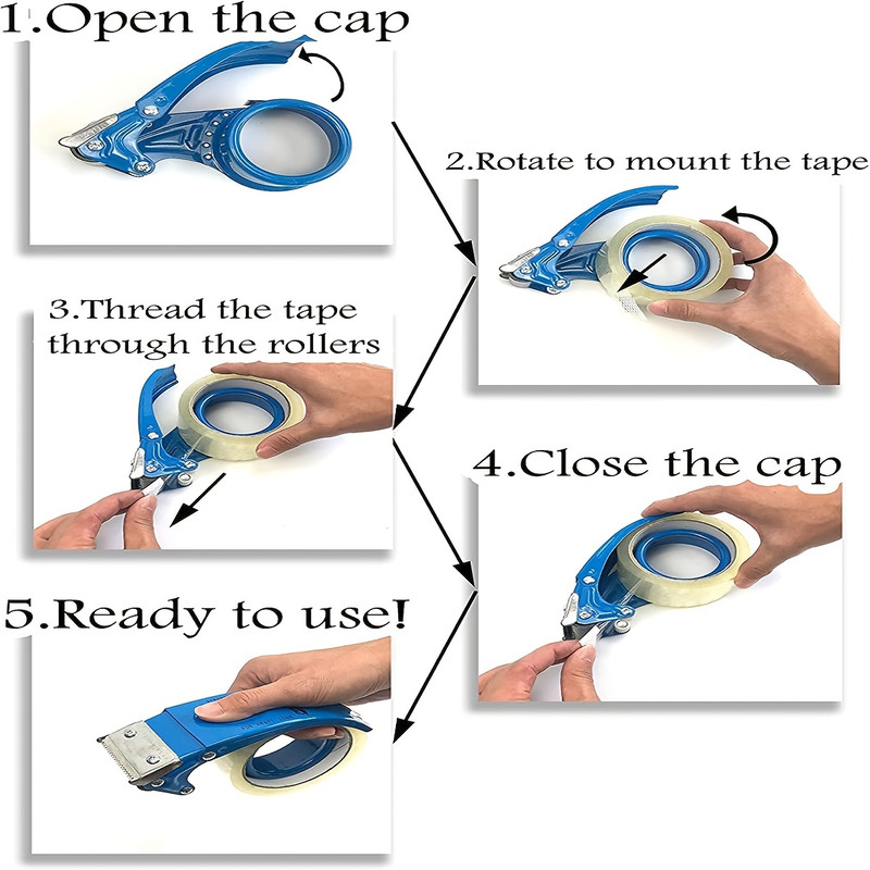 Heavy Duty Shipping Tape Dispenser Reusable Replaceable EcoFriendly with Patented 10 Sloped Des